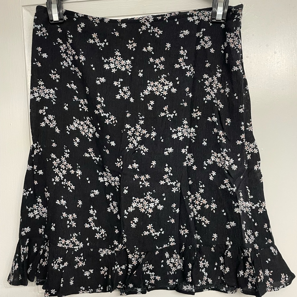 Floral Black Skirt